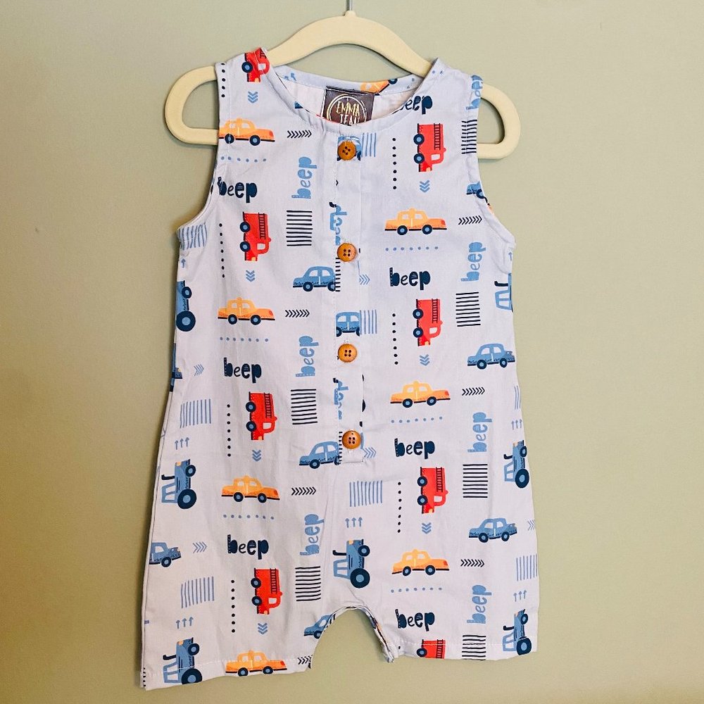 NWT Emma Jean Boys Car Romper